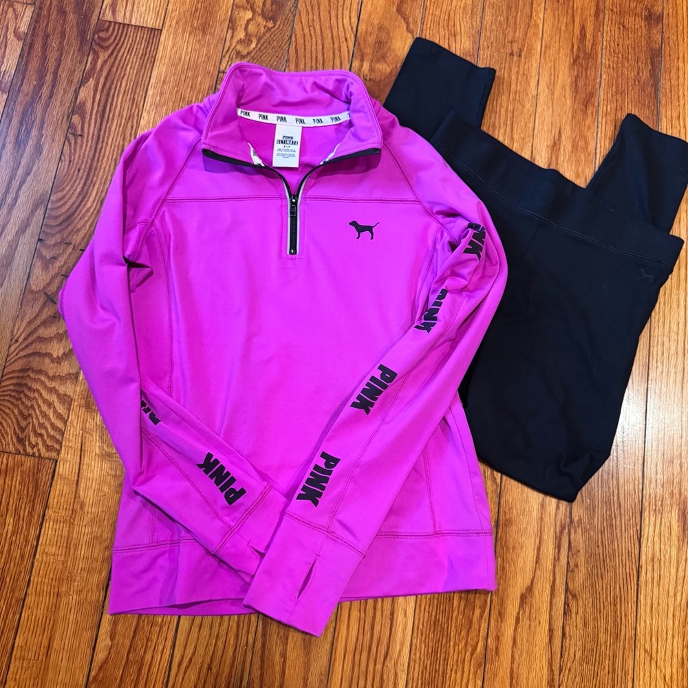 PINK Victoria’s Secret Ultimate 1/4 Zip + Yoga Leggings Set NWOT S/M
